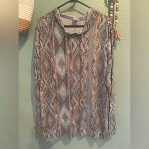 Sew In Love Geometric Brown and Blue Tunic